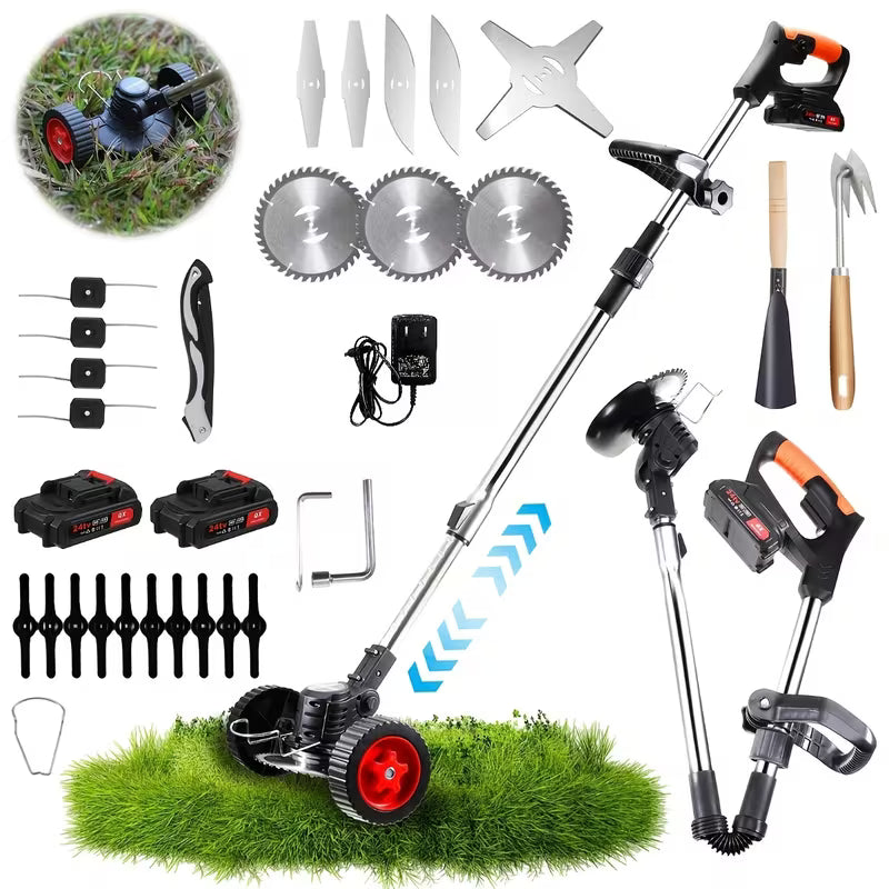 ELENXS Portable Lawn Mower with 2 High-Capacity Lithium Batteries And 5 Types Interchangeable