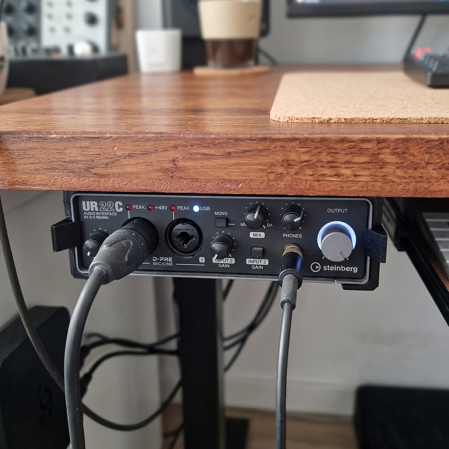 Desktop Mounting Bracket for Yamaha Steinberg UR22C Audio Interface, Under-Desk