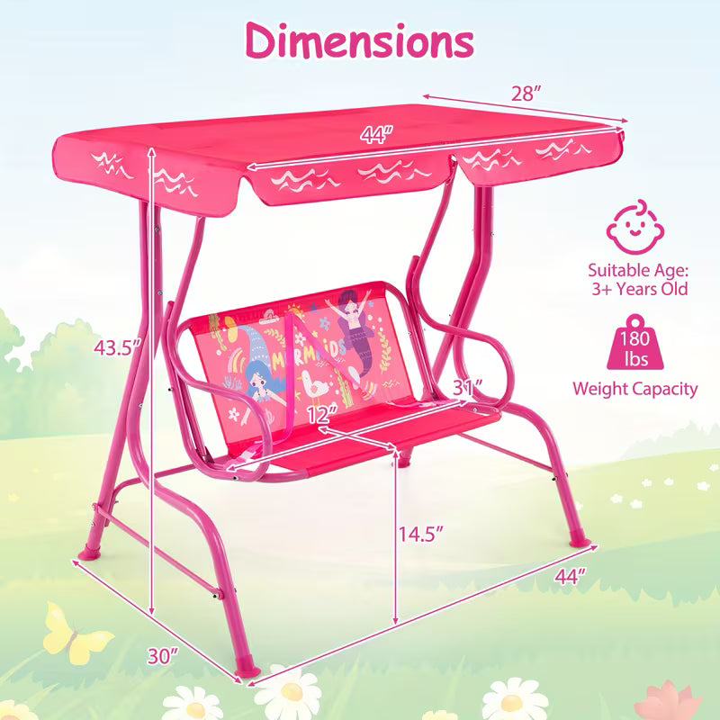 COSTWASY Kids Patio Swing, 2-Seater Swing Chair w, Metal