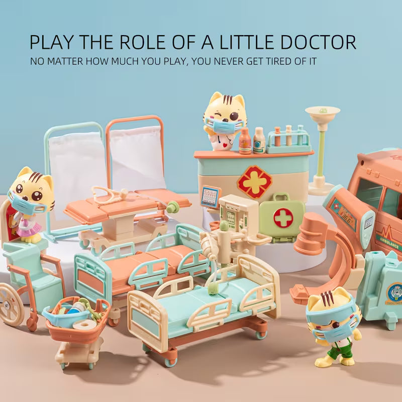 34-Piece/Children's Pretend Play Mini Simulation Cat Doctor Pet Toy