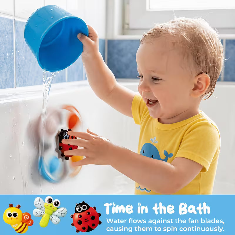 3-Piece Baby Insect Suction Cup Spinners Travel Toys for Kids Ages 12M+