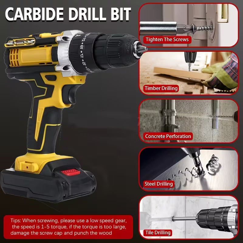 21V Cordless Lithium Drill Electric Screwdriver Screwdriver With Tape Impact Function With Work