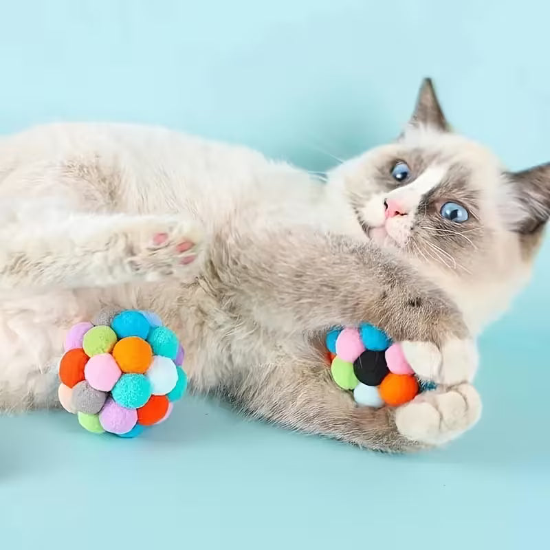 Cat Ball Toys, Pet Elastic Bell Balls, Self-Entertainment Cat Balls Set