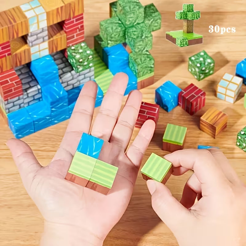 30/50/100-Piece Magnetic Building Blocks Set with 3D Castle