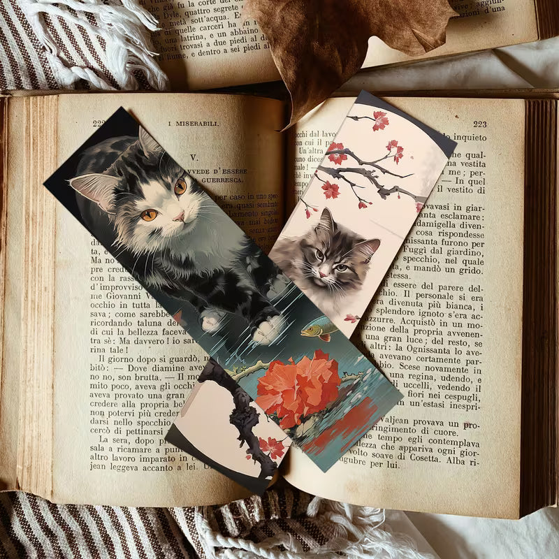 Cute Cartoon Cat Bookmarks - Artistic Graffiti Style, Practical Set