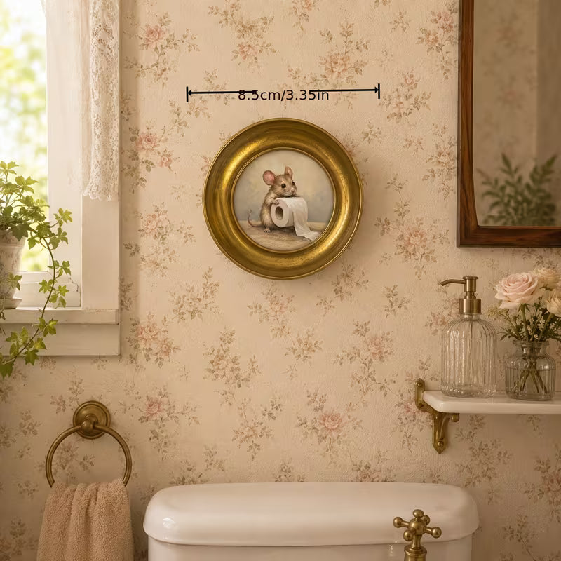 Retro Golden Round Fun Animal Tissue Roll Wall Set, Golden