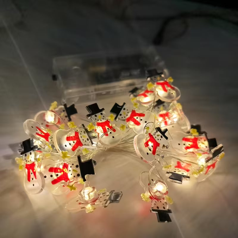 1pc 10-Light 20-Light Gift Box Snowman LED String Lights, Suitable for Christmas