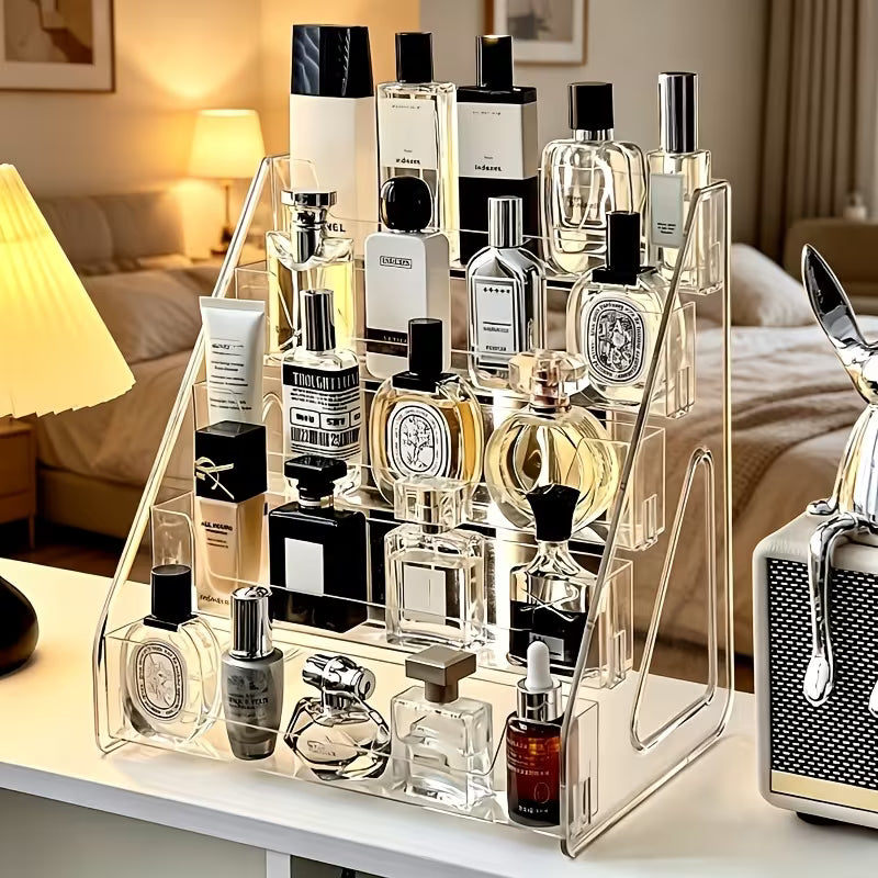 1pc Clear Acrylic Multi-Tier Perfume Storage Box, Transparent Layered Organizer for Cosmetics