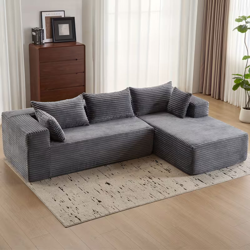 106" Cloud Sectional Couch with L-Shape Chaise, Modern Modular Sofa with Deep Seat