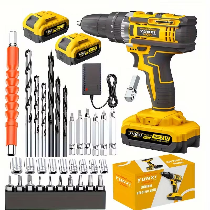The New Rechargeable Drill, Household Drill, Cordless Power Tool with Lithium Battery
