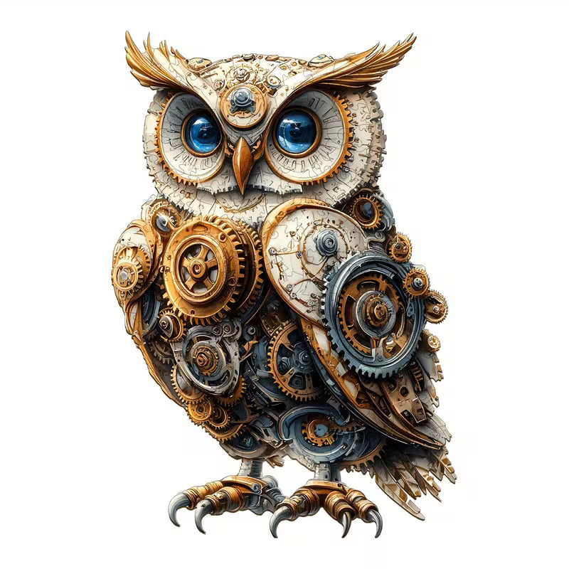 Mechanical Owl Wooden Jigsaw Puzzle, Irregular-Shaped Puzzle Toy, Unique Party, Wooden