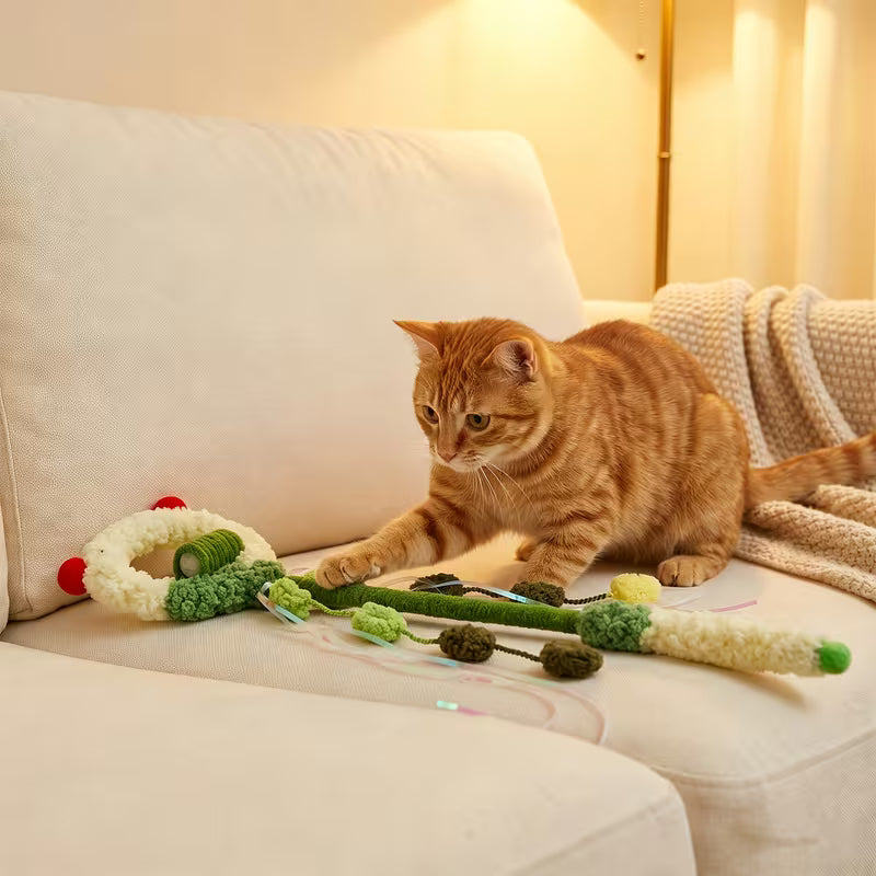 Macaron Style Cat Teaser Wand Set, Random Color