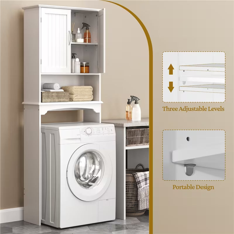 Costoffs Over-the-Toilet Bathroom Cabinet MDF Bathroom Storage Organizer with Adjustable Shelf