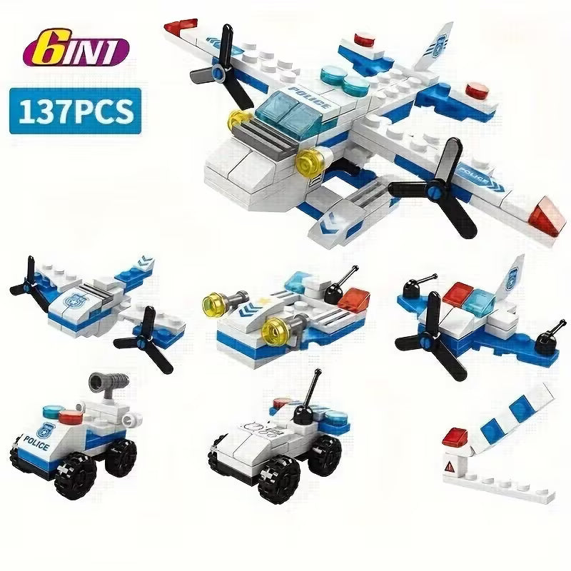 6-In-1 City Police Theme Building Block Set