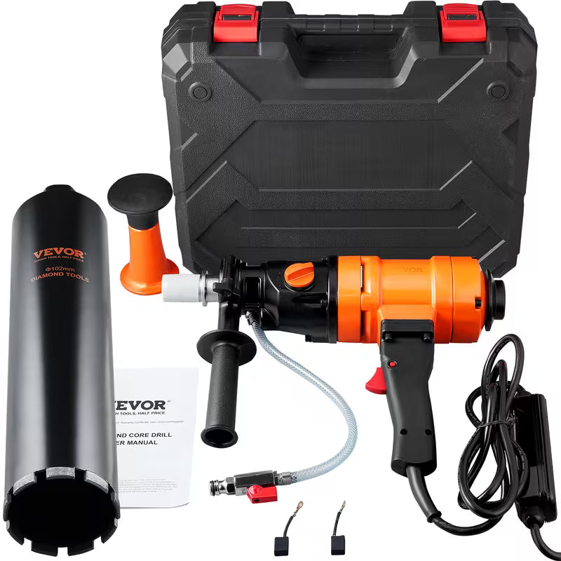 VEVOR Diamond Core Drilling Machine, 4in Handheld Wet Concrete Core Drill Rig