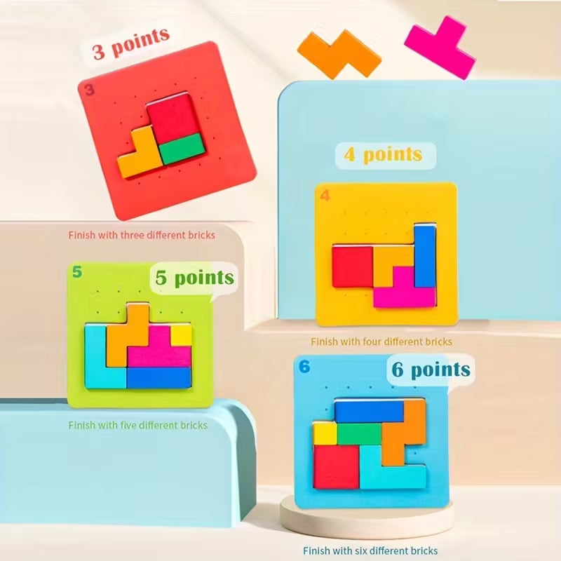 Puzzle Battle Toy Set Includes 20 Puzzle Cards with Different Colored