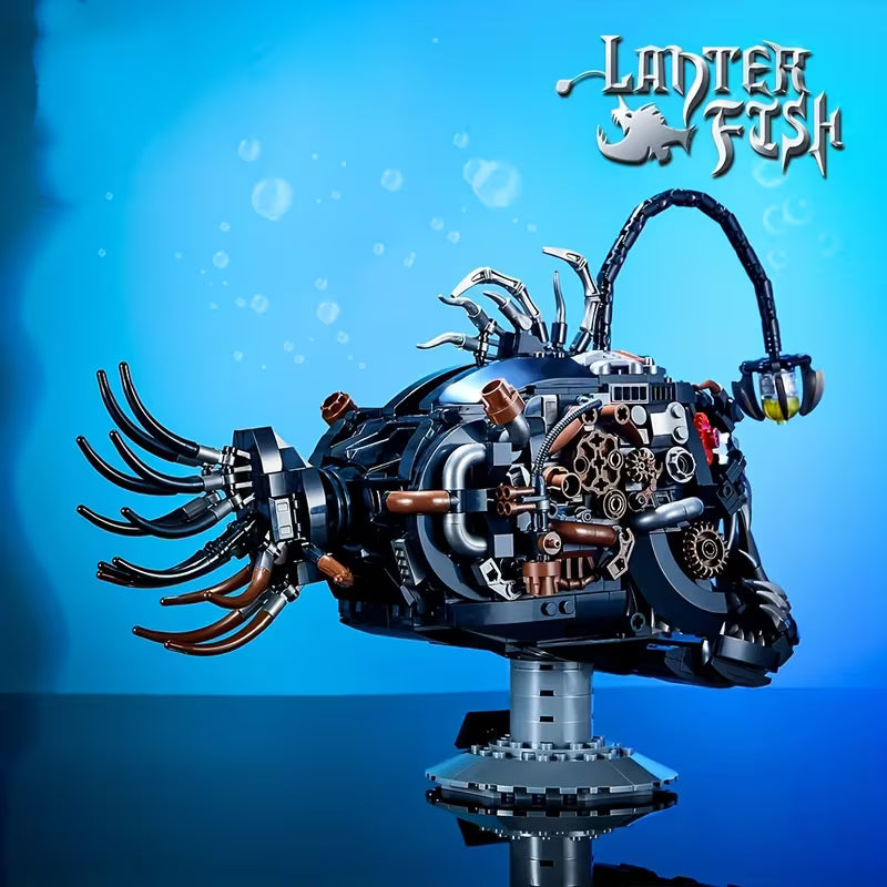 1038+pcs Creative Mechanical Fish Lantern Shape Building Blocks