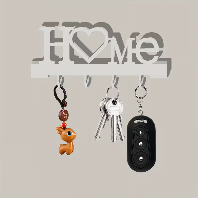 1pc Home Love Shape Key Hook Wall-Mounted Entrance Organizer with Hook, No Drilling Required