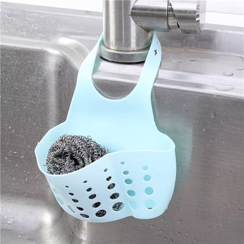 Adjustable Hanging Sink Organizer Basket • Space-Saving Sponge, Brush And Cleaning Tool Drain