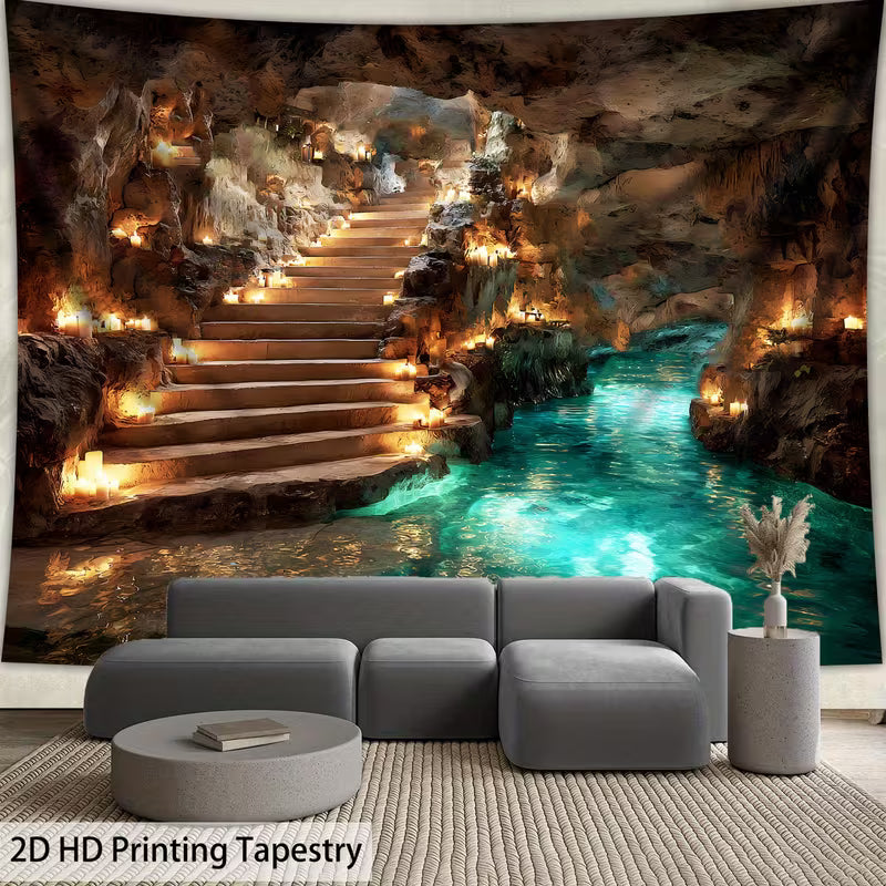 2D Flat, 1pc Extra Large Cave Adventure Tapestry