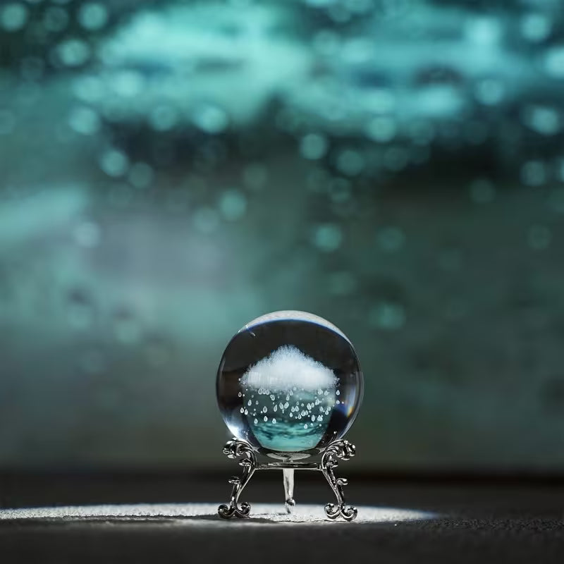 60mm (2.3inch) 3D Lightning Cloud Crystal Decorative Ball Paperweight With Free Stand