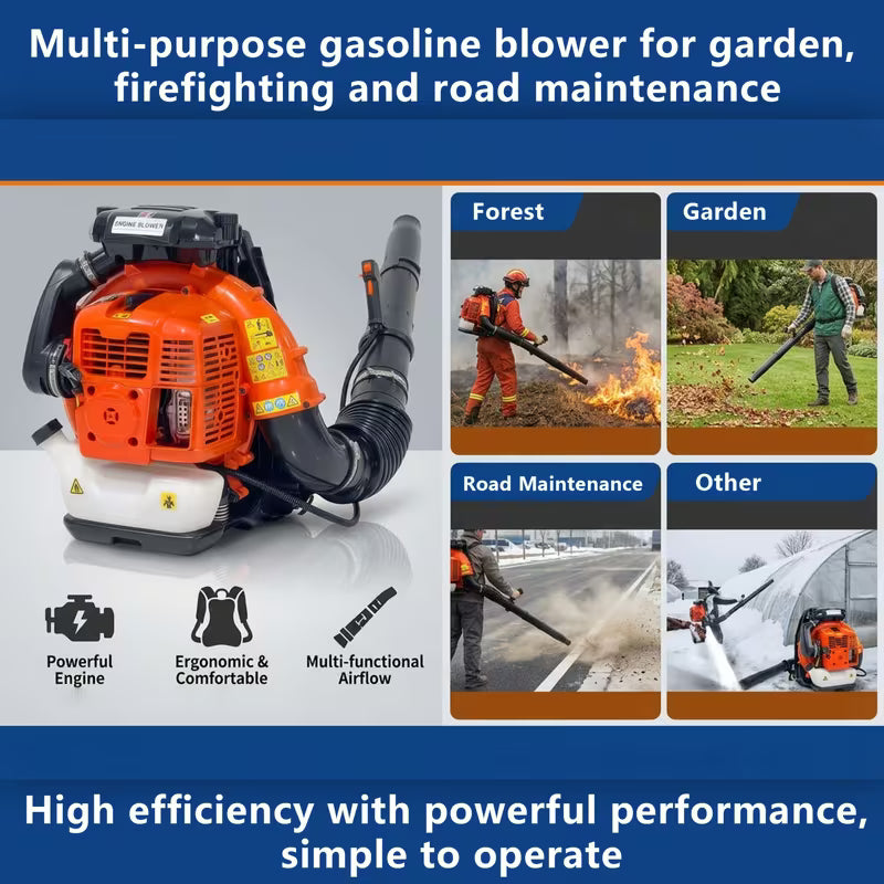 63/80cc Gasoline-Powered Backpack Blower: A High-performance
