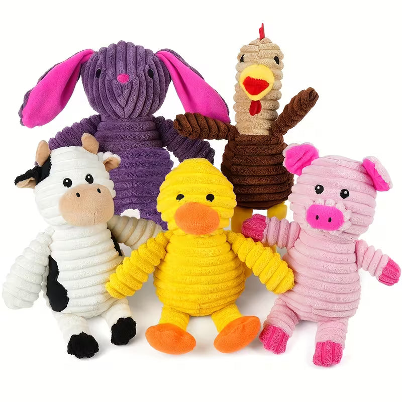 Dog Toys, Pack of 5, Plush Dog Squeaky