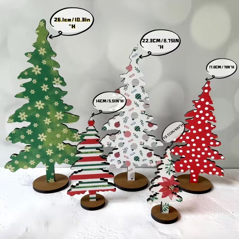 5pcs Decorative Standalone Trees with 5 Sizes (4" to 10.5") & 5 Unique Patterns