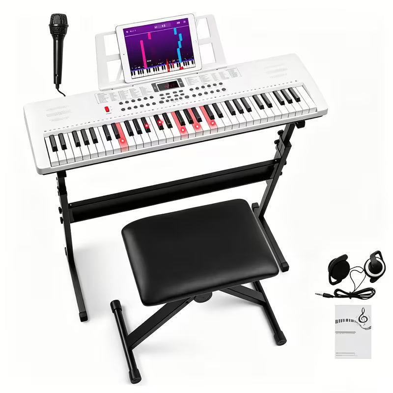 61-Key Electronic Keyboard with LED Lights