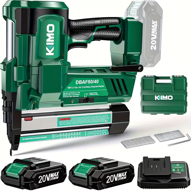 KIMO 18 Gauge Nail Gun Battery Powered W/2 X 2.0 Battery & Charger