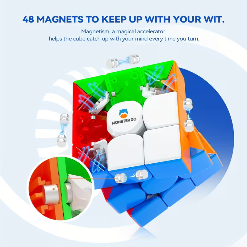 Monster Go Magnetic 3x3 Speed Cube - Educational Puzzle Toy