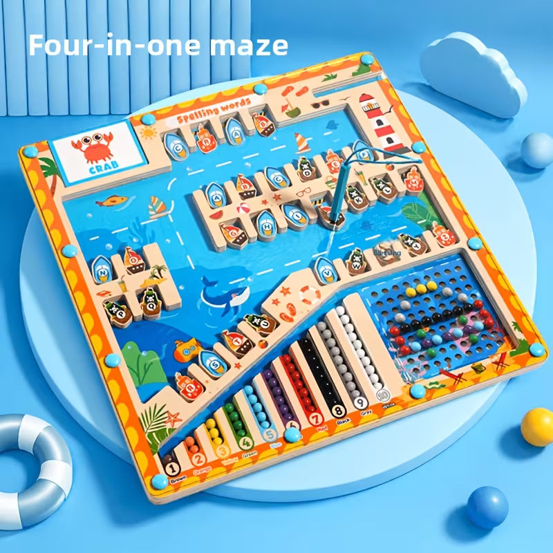 Wooden Fun Pirate Ship Letter Parking Maze Puzzle