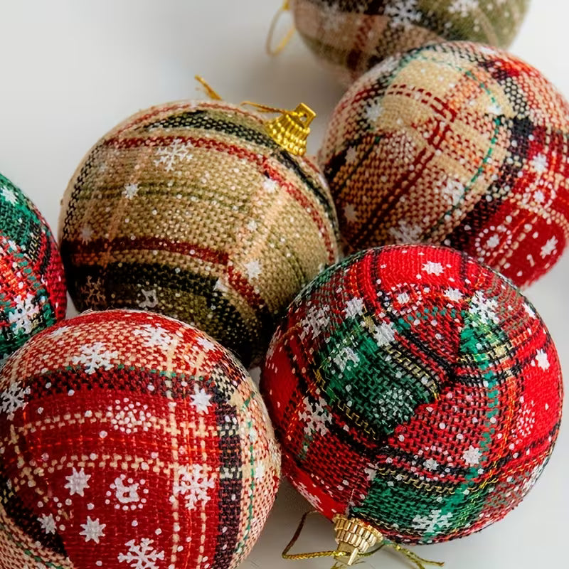 Heavy-Duty Plaid & Snowflake Christmas Ornaments, 9.65*9.65inch Gift Box Set(9 Ornament
