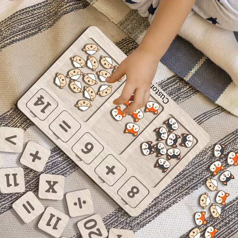 Personalized Wooden Math Board Set Designed for Learning Activities