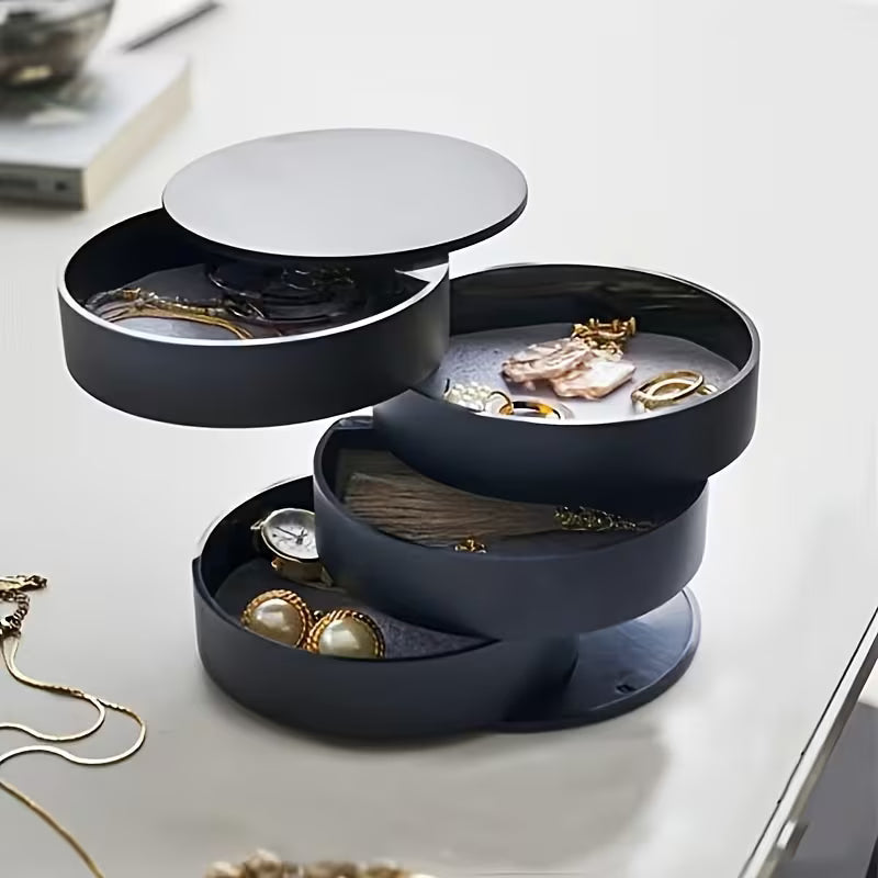 ITECHJOY Rotating Multi-Tier Turnable Desktop Organizer with Lid - Spacious Multi-Layer