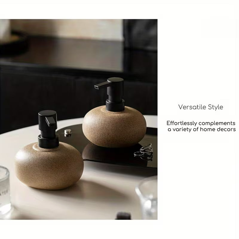 A Ceramic Soap Dispenser in Wabi-Sabi Style Featuring a Minimalist Design, Designed