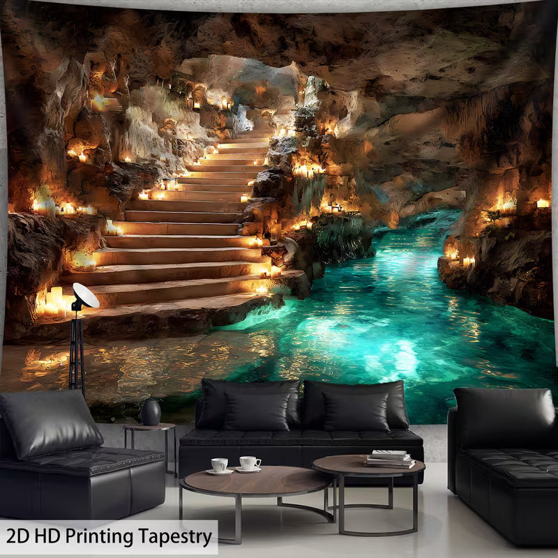 2D Flat, 1pc Extra Large Cave Adventure Tapestry