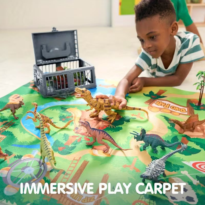19-Piece Dinosaur Toys for Kids Ages 3+ with Activity Play Mat