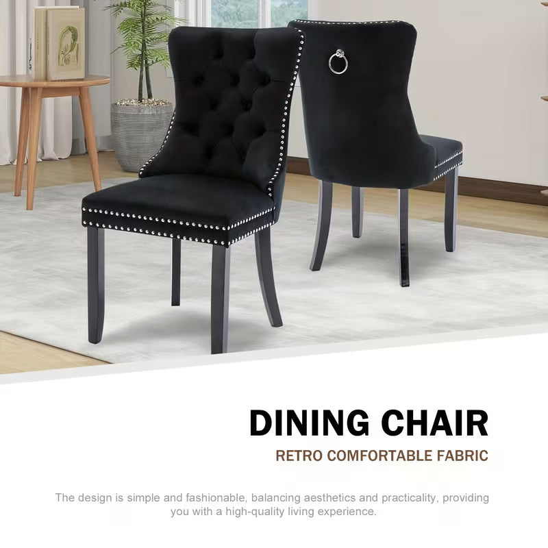 Velvet Upholstered Dining Chairs Set Of 2
