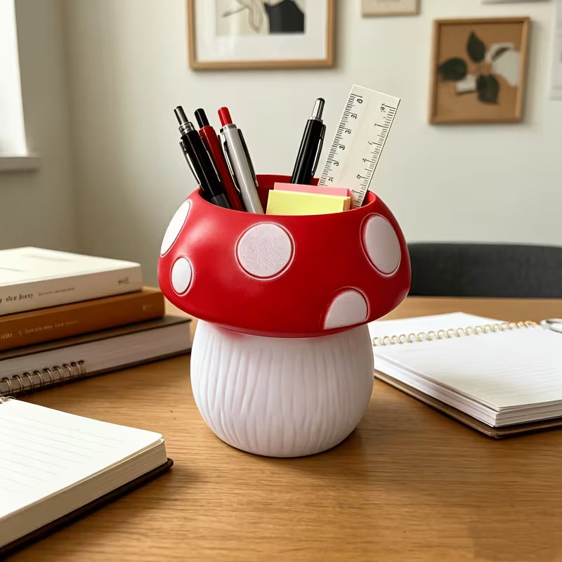 Cute Mushroom Storage Tube, Pen Holder, Makeup Brush Tube, Home Office Supplies, Desktop