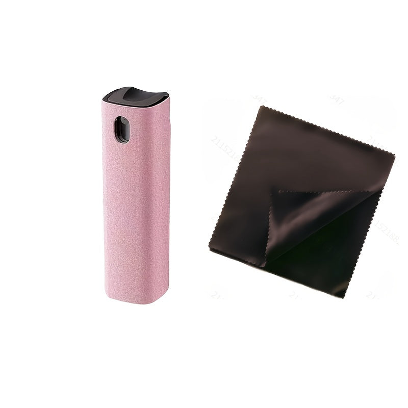 2-in-1 Microfiber Electronics Cleaning Spray Bottle & Cloth, Black