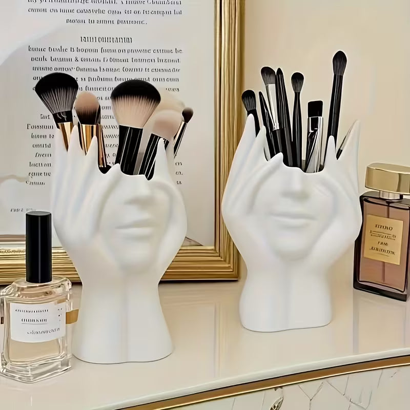 Unique Creative Human Body Art Shaped Makeup Brush Holder Pen Cup Decorative Storage