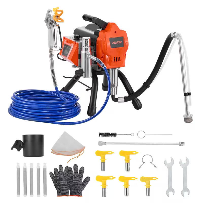 VEVOR Stand Airless Paint Sprayer, 1500W, 3300PSI High Pressure Airless Sprayer with Cart/Handheld