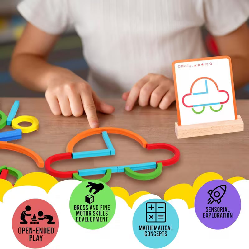 Wooden Creative Sticks and Rings Educational Toy