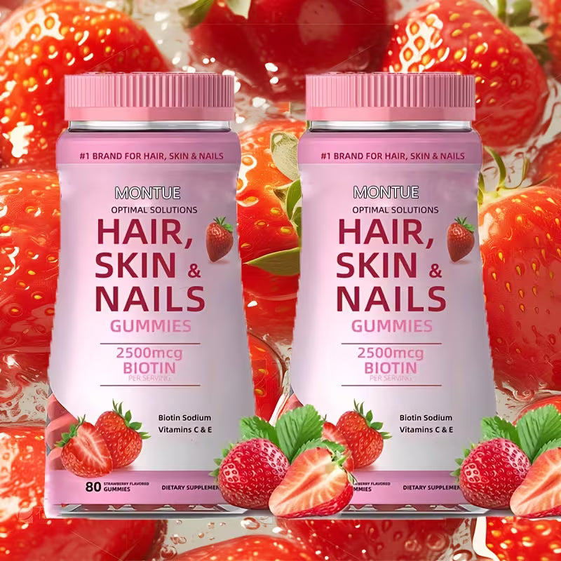 NUTRAJOY OPTIMAL SELECTION, HAIR, SKIN& NAILS GUMMIES with Biotin 2500 mcg per serving Light