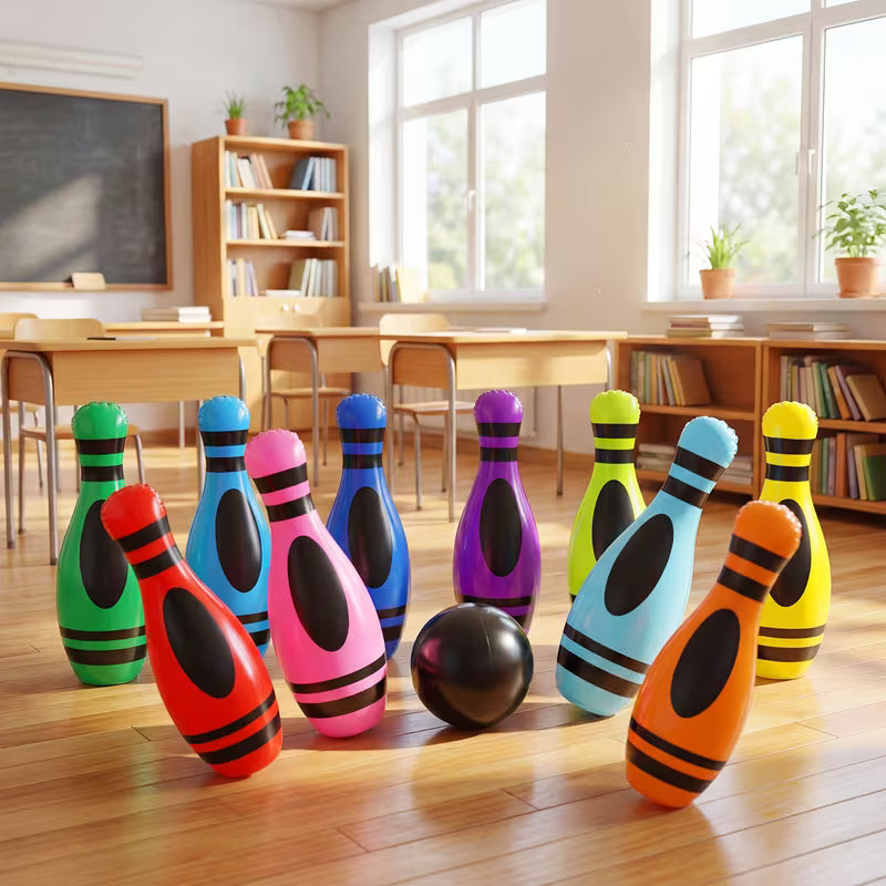 11-Piece Enormous Inflatable Crayon Outdoor Bowling Set