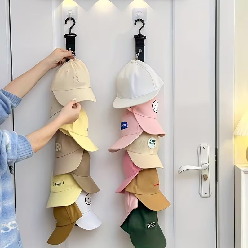 Stainless Steel Hat Rack with 8 Clips - Holds 16 Baseball Caps, Summer Hat and Clothing