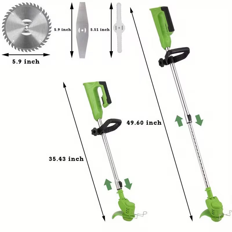 Weed Wacker Battery Operated, 600W Cordless Grass Trimmer 51INCH Height Adjustable Brush Cutter