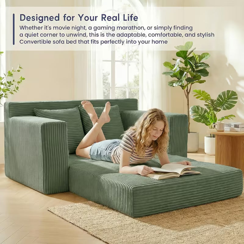 Boneless Couch Loveseat Sleeper, Convertible Sofa Bed Folding Couch Bed Foldable