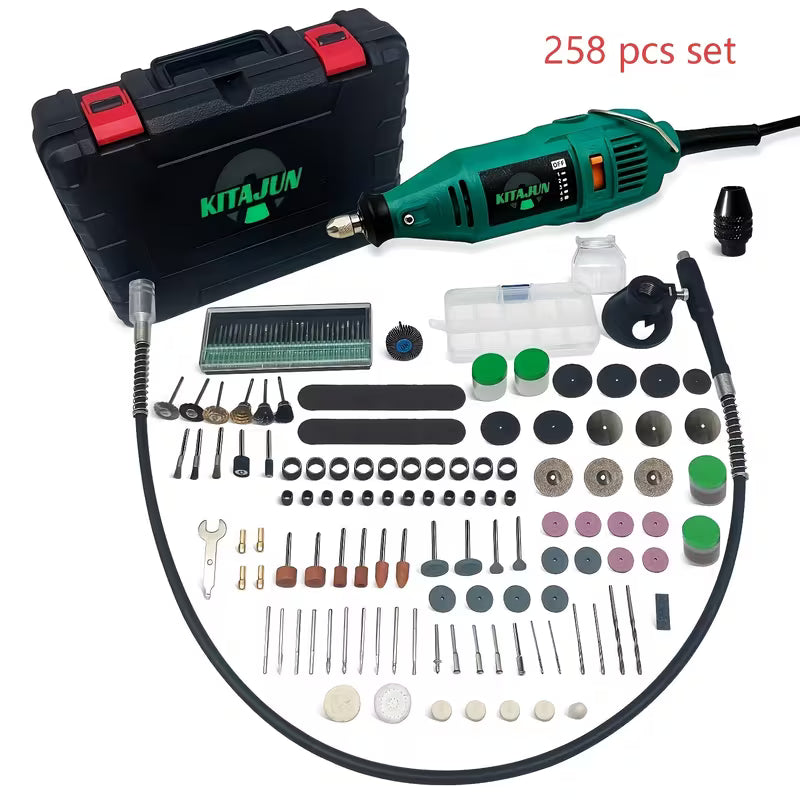Rotary Tool Set, 5 Speed Settings 10000-37000 RPM, with Flexible Shaft and Multi-Function Chuck